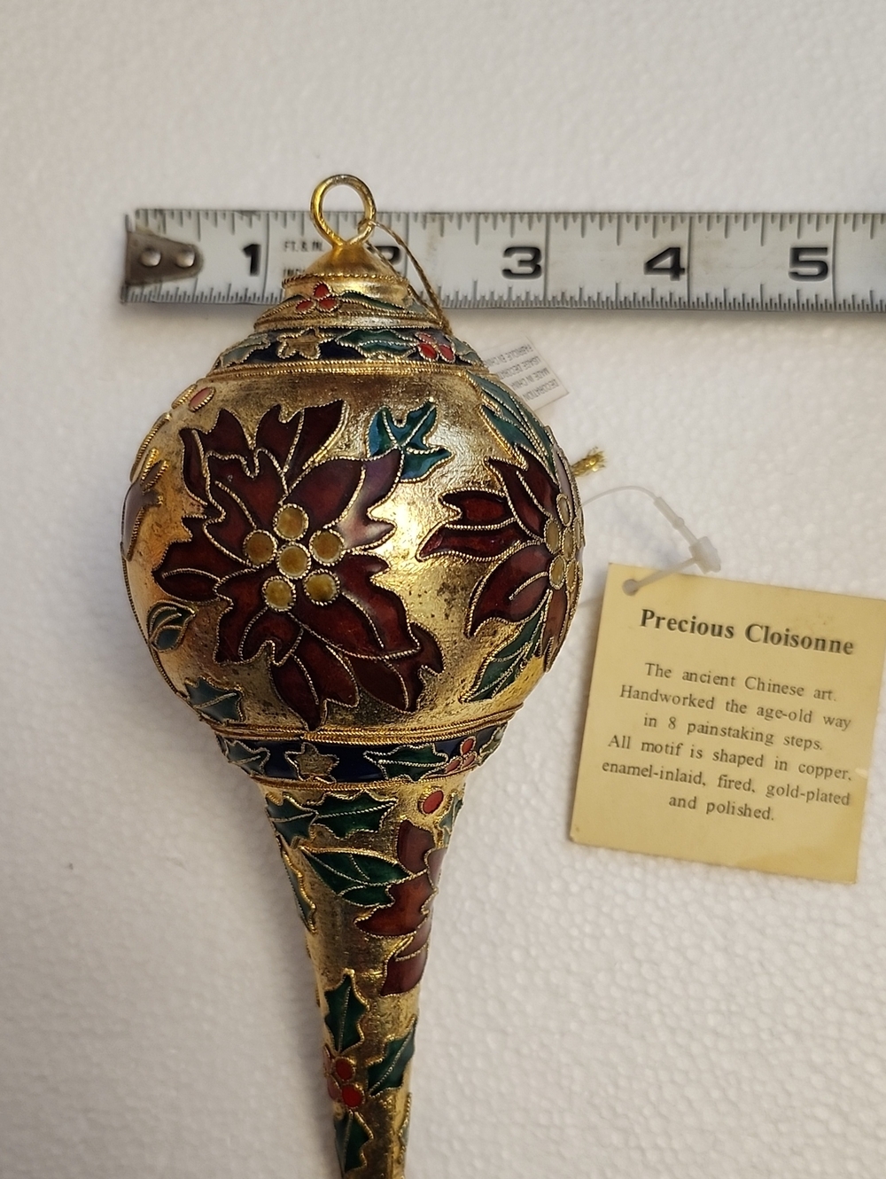 Christmas Holiday Ornament Large Cloisonne Colorful Finial - Picture 2 of 6